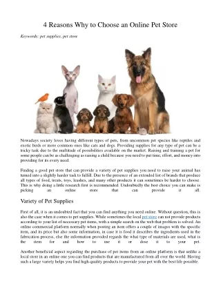 4 reasons why to choose an online pet store