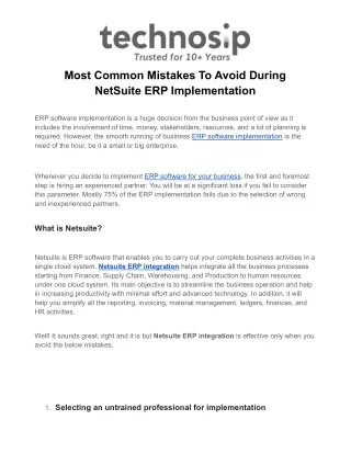 most common mistakes to avoid during netsuite