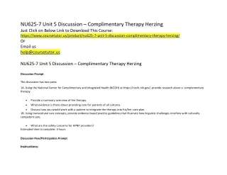 NU625-7 Unit 5 Discussion – Complimentary Therapy Herzing