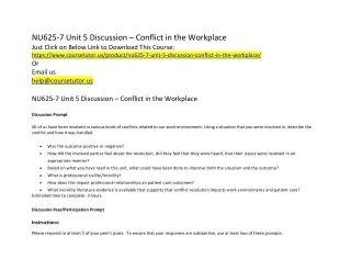 NU625-7 Unit 5 Discussion – Conflict in the Workplace
