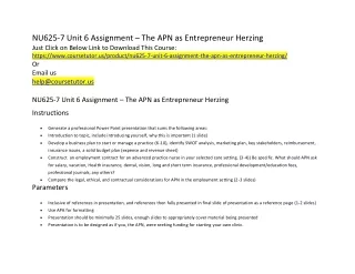 NU625-7 Unit 6 Assignment – The APN as Entrepreneur Herzing