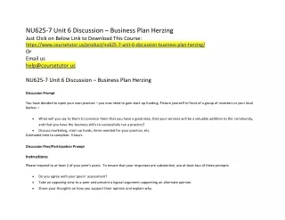NU625-7 Unit 6 Discussion – Business Plan Herzing