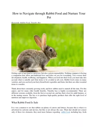 how to navigate through rabbit food and nurture