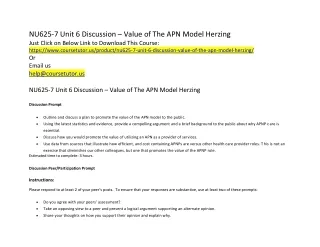 NU625-7 Unit 6 Discussion – Value of The APN Model Herzing