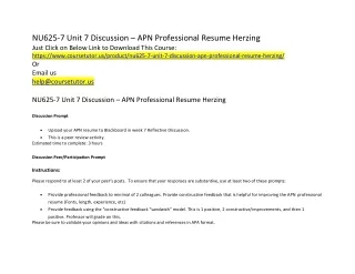 NU625-7 Unit 7 Discussion – APN Professional Resume Herzing