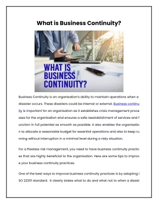 what is business continuity