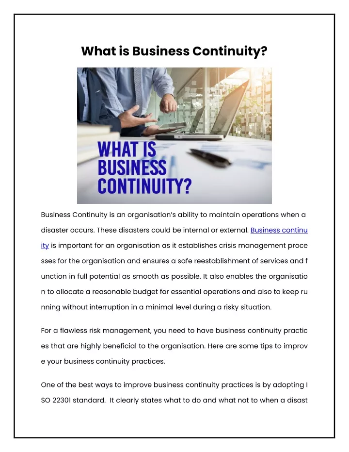 what is business continuity