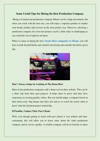 Tips for Hiring the Best Production Company