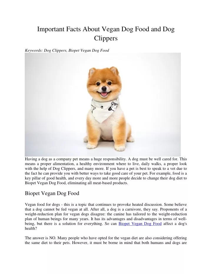 important facts about vegan dog food