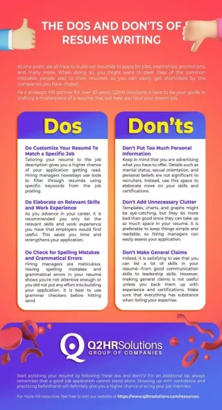 The Do's and Don'ts for Resume Writing