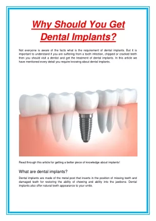 why should you get dental implants