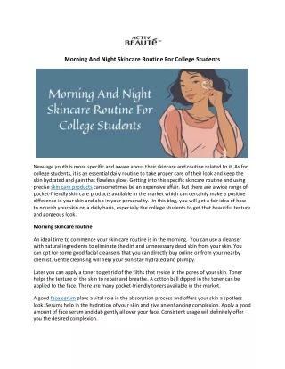 Morning And Night Skincare Routine For College Students