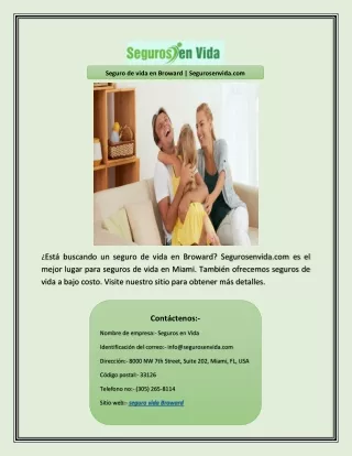 seguro de vida en broward segurosenvida com