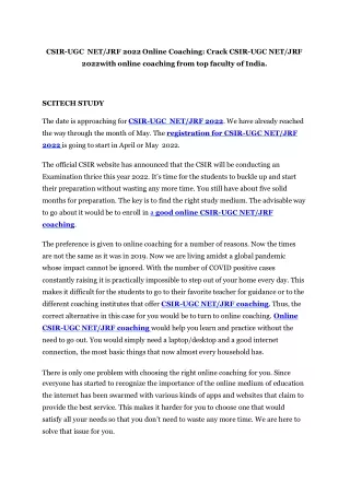 csir ugc net jrf 2022 online coaching crack csir