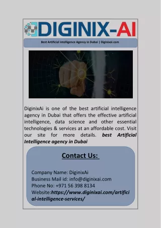 Best Artificial Intelligence Agency in Dubai | Diginixai.com
