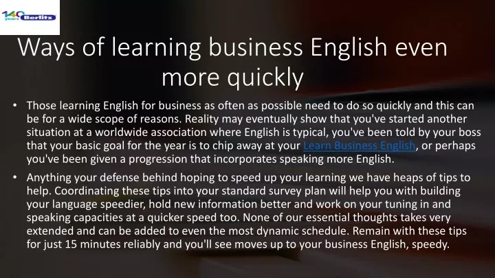 ways of learning business english even more quickly