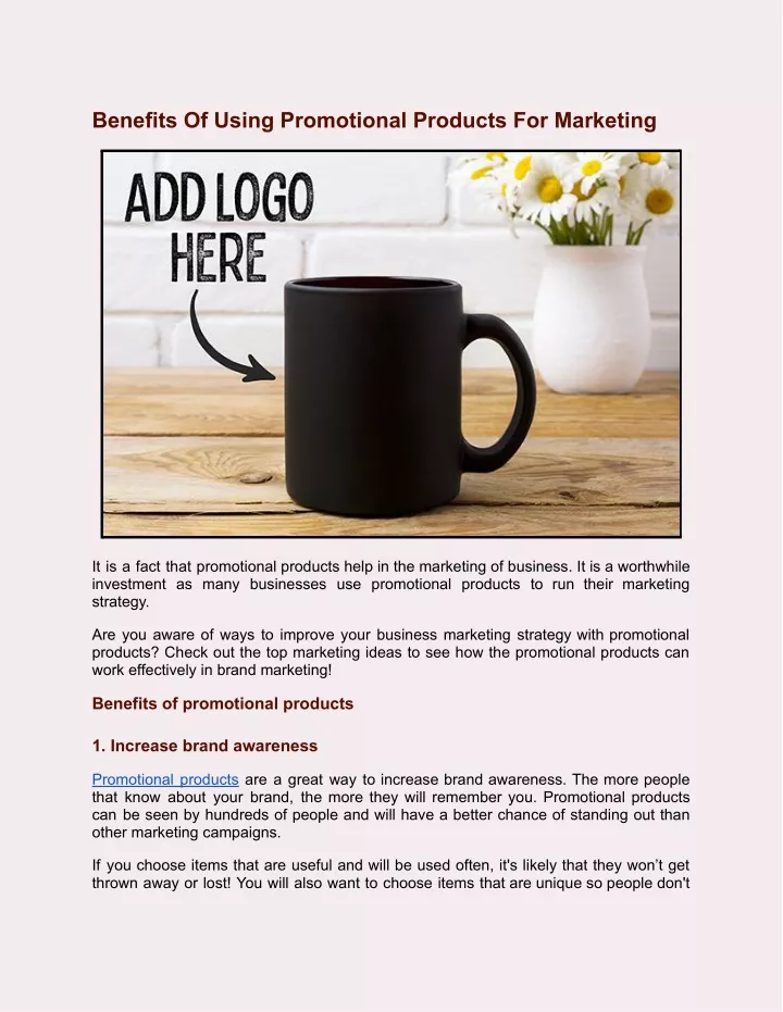 benefits of using promotional products