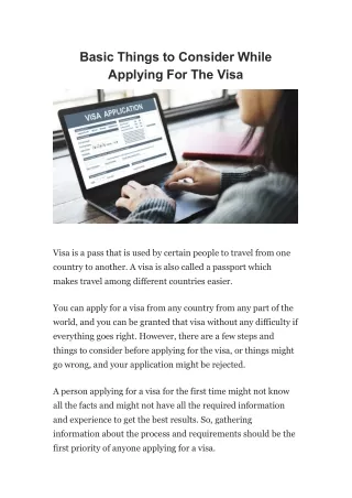 Basic Things to Consider While Applying For The Vi
