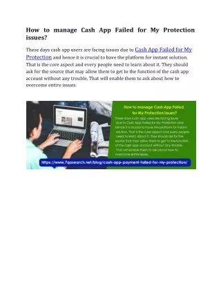 how to manage cash app failed for my protection