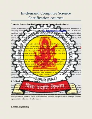 in demand computer science certification courses