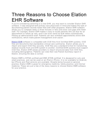 three reasons to choose elation ehr software