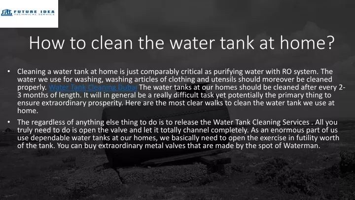 how to clean the water tank at home