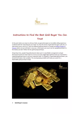 Instructions to Find the Best Gold Buyer You Can Trust