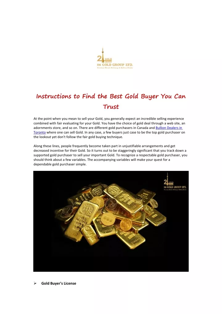instructions to find the best gold buyer