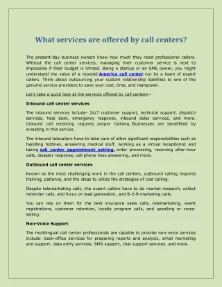 What services are offered by call centers