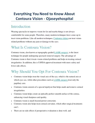 Everything You Need to Know About Contoura Vision - Ojaseyehospital