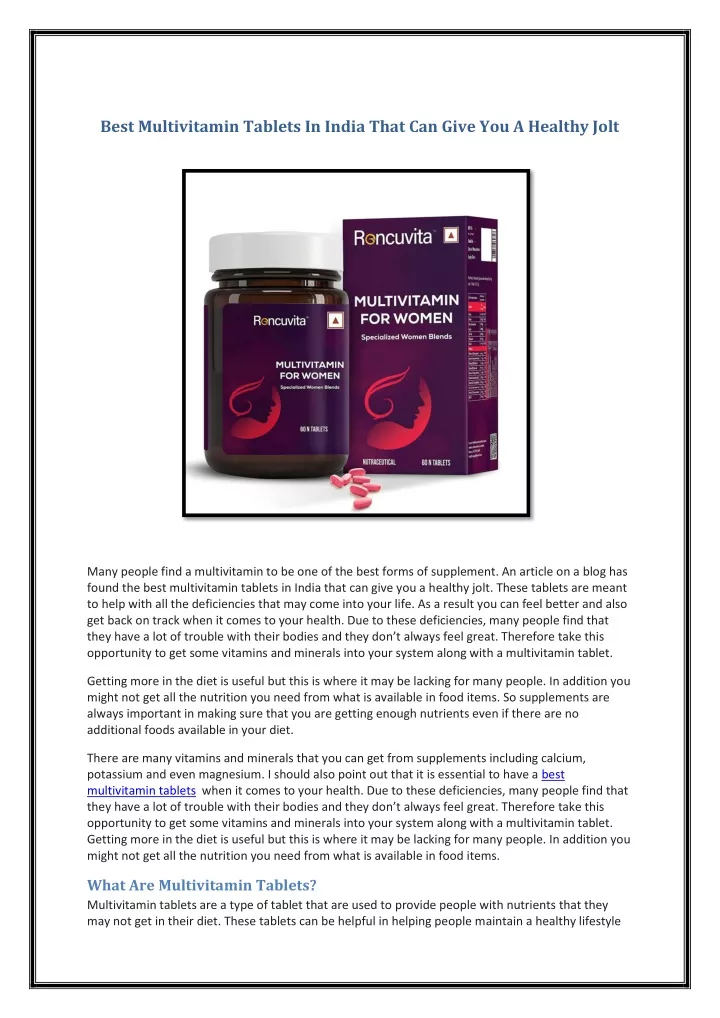 PPT - Best Multivitamin Tablets In India That Can Give You A Healthy ...