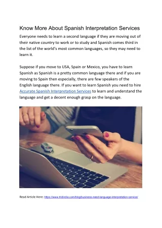 Know More About Spanish Interpretation Services