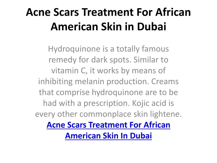 acne scars treatment for african american skin in dubai