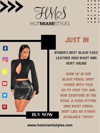Women's Best Black Faux Leather High Waist Mini Skirt Online