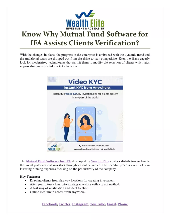 know why mutual fund software for ifa assists