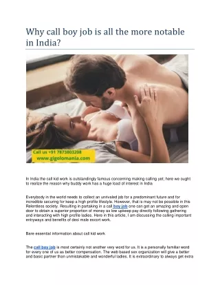 why call boy job is all the more notable in india