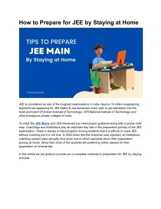 How to Prepare for JEE by Staying at Home