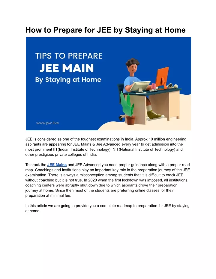 how to prepare for jee by staying at home