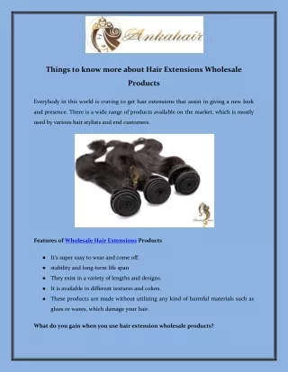 Things to know more about Hair Extensions Wholesale Products