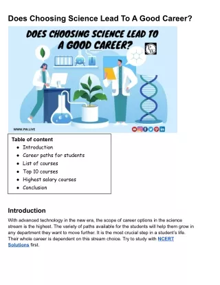 does choosing science lead to a good career