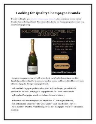 Looking for Quality Champagne Brands