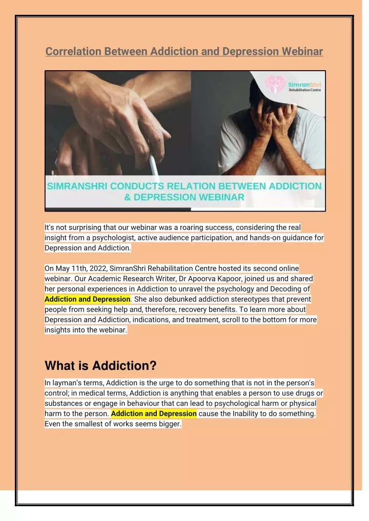 correlation between addiction and depression
