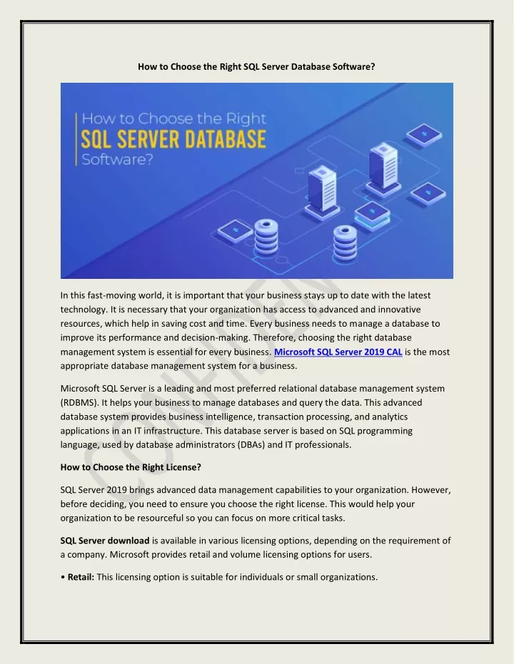 how to choose the right sql server database