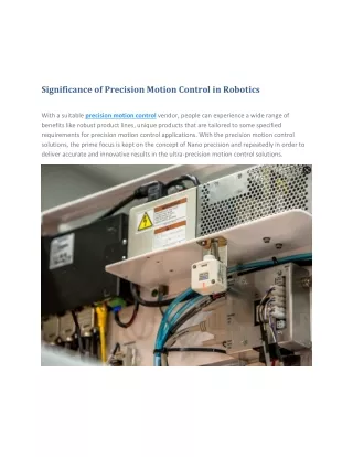 significance of precision motion control