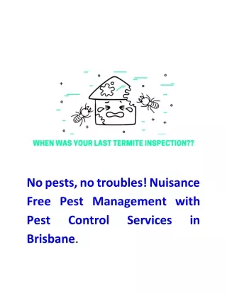 Nuisance Free Pest Management with Pest Control Services in Brisbane