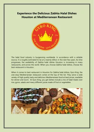 Experience the Delicious Zabhia Halal Dishes Houston at Mediterranean Restaurant