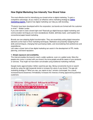 how digital marketing can intensify your brand