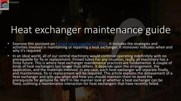 heat exchanger maintenance guide