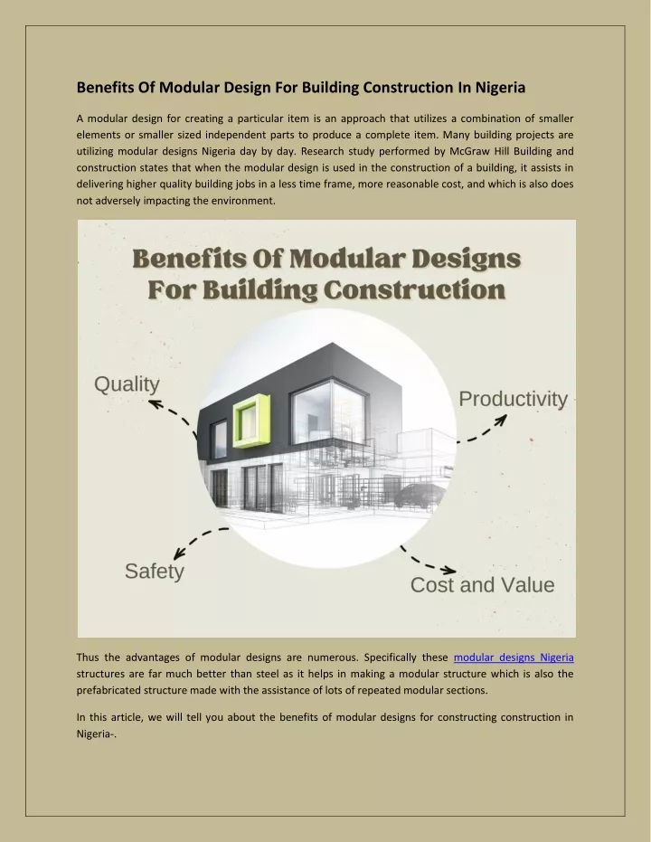 benefits of modular design for building