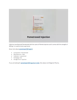 pemetrexed 500 mg price in India